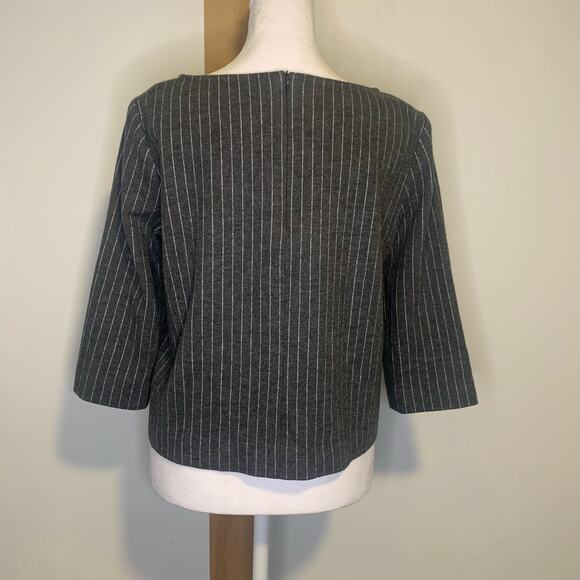 Theory Luxe gray 3/4 sleeve wool blouse size 40 - Picture 3 of 10